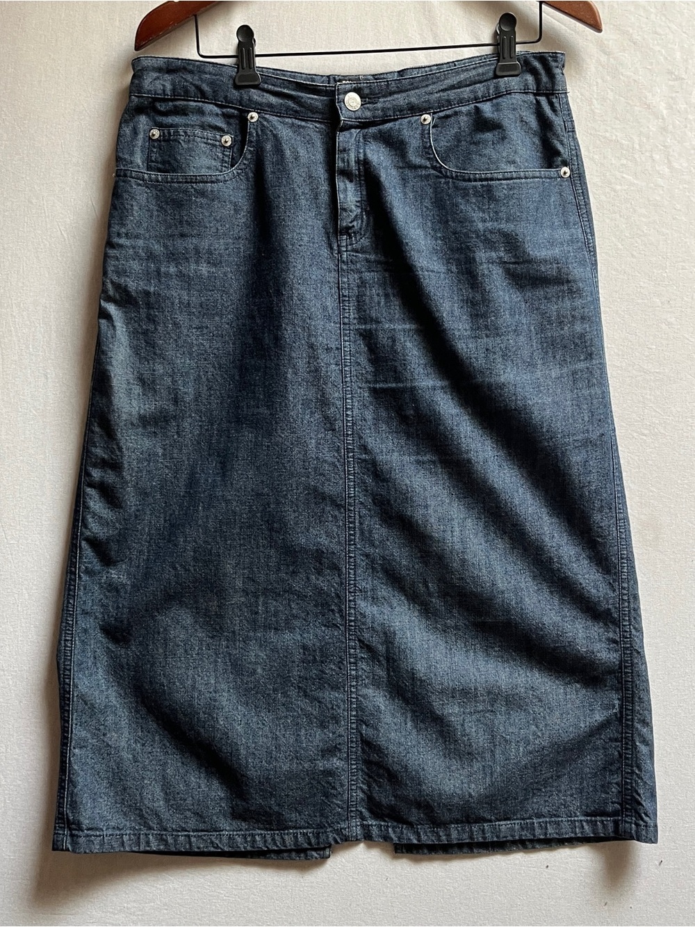 Vintage Polo Jeans Co. Ralph Lauren Dark Wash Denim Midi Skirt Size 10